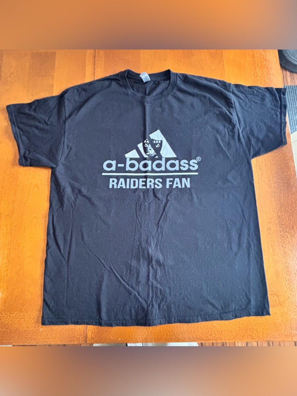 Raiders T-Shirt Black Football A-Badass Raiders Fan NFL Team NEW Cotton Mens XL